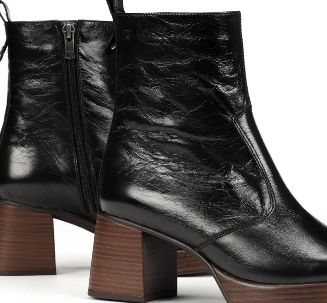 New Fluchos CRISTEL D9157 Black Ankle Boot