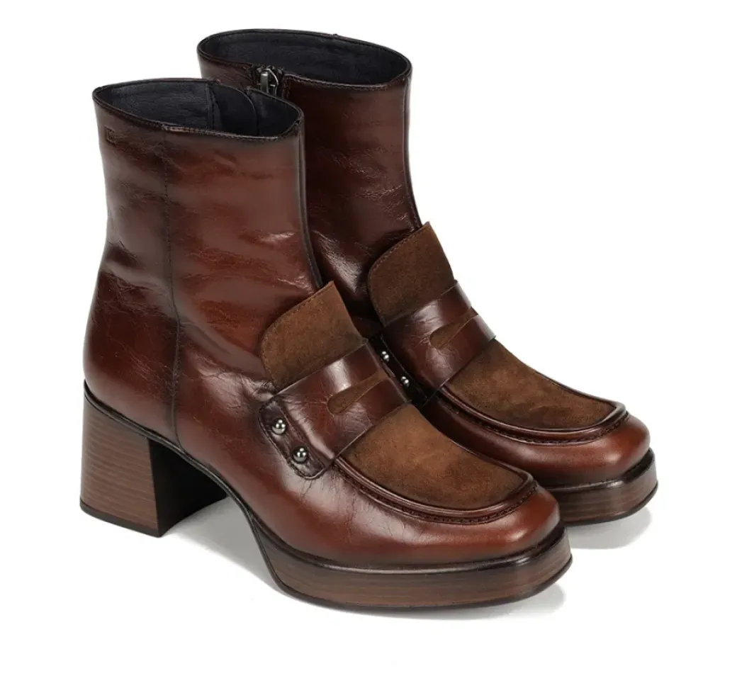Cheap Fluchos CRISTEL D9158 Brown Ankle Boot