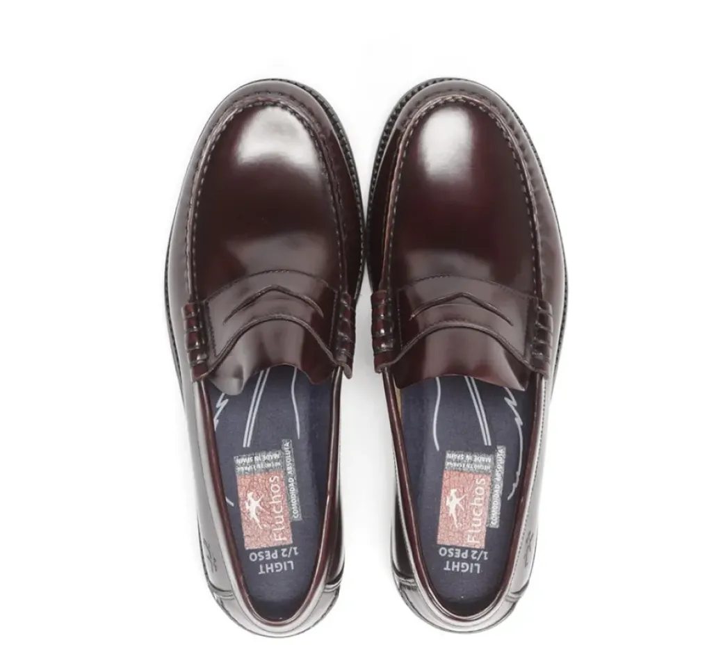 Clearance Fluchos STAMFORD F0047 Burgundy Moccasin